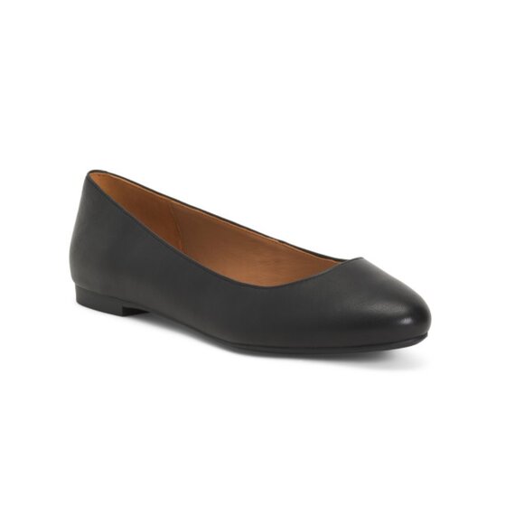 JOHNSTON AND MURPHY Black Leather Delanie Ballet Flats - Picture 1 of 2